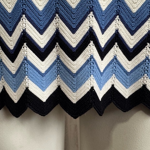 ALFRED DUNNER blue/white Chevron striped sweater nautical pullover women large - Picture 4 of 9